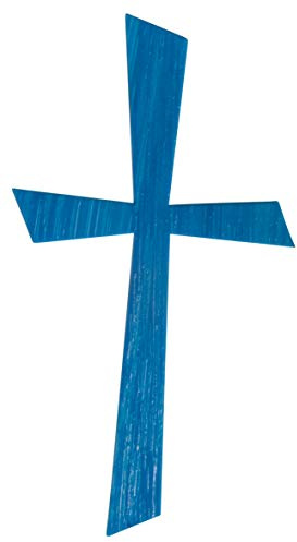 Rayher Blue Wax Cross for Candle Decoration, Wax Embellishment for Wedding, Baptism, First Communion or Confirmation Candle, Large Candle Wax Cross, azure blue, 10.5x5.5cm
