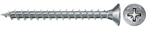 fischer PowerFast II CZF 3,0 x 12, spånskivskruv (200 st.) med full gänga, försänkt skruv med korsspår, skruv för träbearbetning, minskar inskruvningsmotstånd och skruvtid