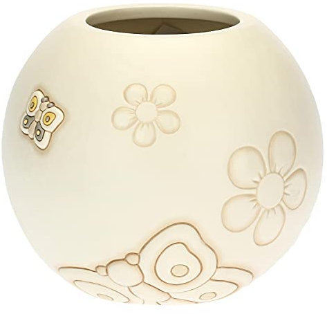 THUN - Vaso Decorativo con Farfalla e Fiori - Linea Elegance - Living, Arredare la Casa - Ceramica - Base di Appoggio/Apertura Superiore Ø 10 cm; Ø Vaso 20,4 cm; 18 cm h