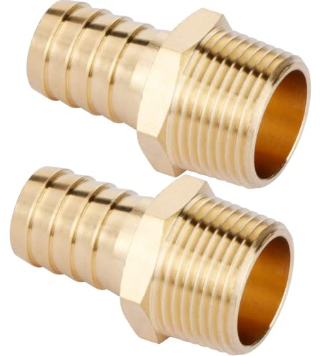 2pcs Brass Hose Barb Fitting, 3/4 Barb x 3/4 NPT Male, Adapter, NPT Male to Barb Pipe Fitting by CX WONDERLAND