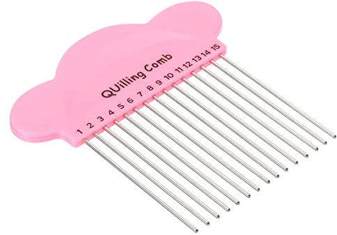 PATIKIL Paper Quilling Tool Comb, Origami Carding Holder Create Strip Loops for DIY Art Crafts, Pink