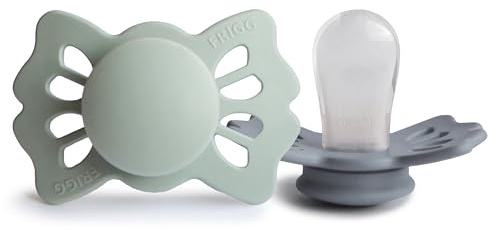 FRIGG Lucky Silikon Schnuller | Symmetrischer Schnuller 2er Pack | BPA-frei | Hergestellt in Dänemark | Sage/Great Gray - Größe 1 (0-6 Monate)