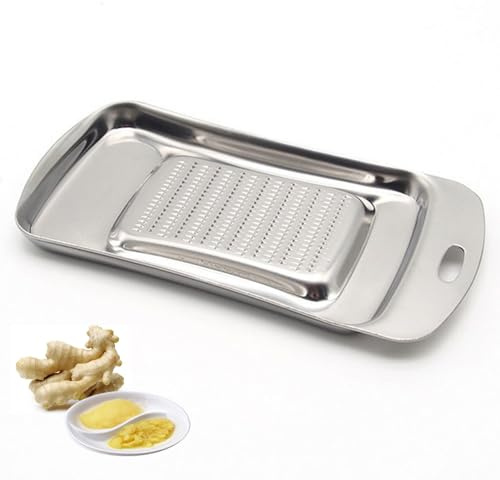 Stainless Steel Ginger Grater, Lemon Zester, Cheese Grater with Wasabi Garlic Grinding Tool for Sushi, Sashimi, Tempura, Silver