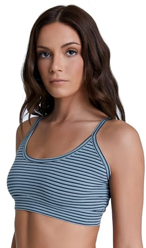 ALBERO NATUR Dam bustier ekologisk bomull sport bh undertröja yoga pilates, Agave-marinblå, L