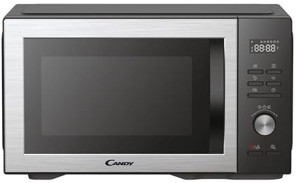 Candy Essenza CMWA32EDLB Four Micro-ondes 1000W 32L Digital, Fonction Décongélation et Nettoyage Auto, Cavité Inox, Plateau Tournant, 5 Niveaux de Puissance, 8 Menus Auto, Cuisson Express, Noir
