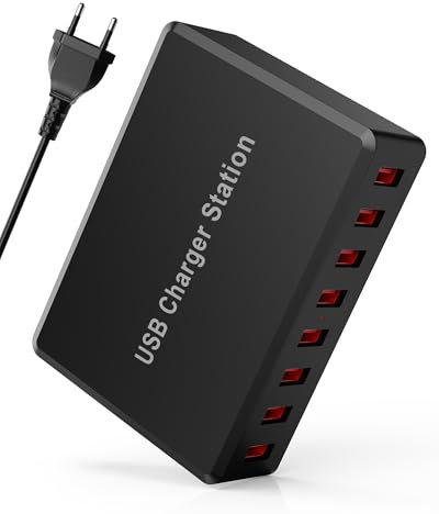 Cargador USB Multiple, Rsydmny 50W Cargador USB Carga Rapida 8 Puertos Cargador Movil, USB-A Estación de Carga, USB Charging Station para iPhone 15 14 13, iPad, Samsung Galaxy S22 S21, Pixel, Xiaomi