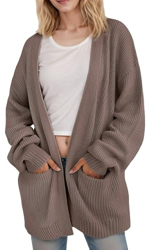 Jhsnjnr Womens Chunky Balloon Sleeve Cardigan Casual Knitwear Long Sleeve Open Front Knit Sweater