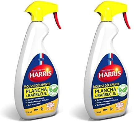 HARRIS - Nettoyant plancha et Barbecue - Mousse décapante - Idéal nettoyages difficiles - Soin protecteur - Apte contact alimentaire - Origine naturelle - Ecocert - Fabrication Française - 750ml