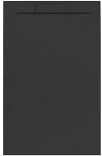 Plato de ducha 90 x 70 cm negro Line Plus de resina y polvo de mármol con rejilla lateral de marmorresina – Frascio