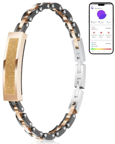 LIGE 2025 Pulsera Inteligente Mujeres Acero Inoxidable Sin Pantalla, 3ATM Oro Negro Elegante Delgado Pulsera de Joyería con el Ritmo Cardíaco/Sueño/SpO2 Calorías Podómetro Pulseras para iOS Android