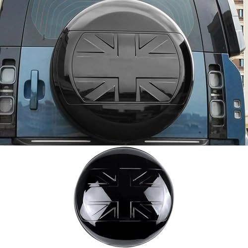 Spare Tire Cover Compatible with Land Rover Defender 90 110 130 Accessories 2025 2024 2023 2022 2021 2020, Glossy Black Spare Tyre Wheel Protector ABS Plastic