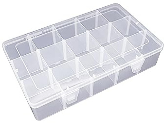 Rdxanc Caja transparente de 15/28/36 rejillas con compartimento divisor ajustable, contenedor de almacenamiento transparente para cuentas