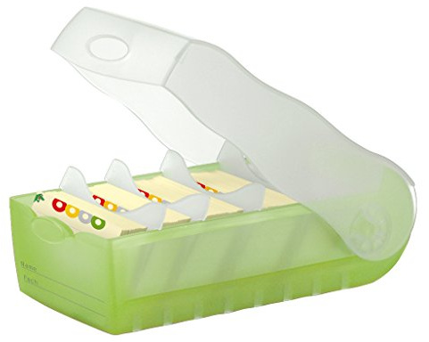 HAN Lernkartei CROCO - genial einfach Vokabeln lernen dank 5-Fächer-Lernsystem, DIN A7 Karteikasten, transluzent-grün, 997-603, 1 Stück