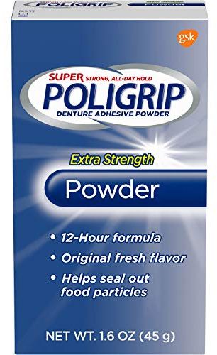 Super Poligrip Denture Adhesive Powder Extra Strength - 1.6 oz (Pack of 2) by Glaxosmithkline Consumer