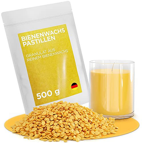 molinoRC 500g Bienenwachs Pastillen [100% natürlich ohne Zusatz Anderer Wachse] - Premium Qualität für Kerzen, Kosmetik, Lederpflege, Möbelpflege und Herstellung Bienenwachstücher - Beeswax
