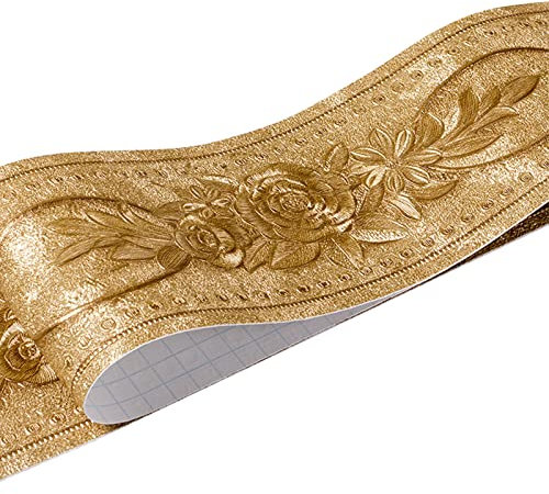 Borde Autoadhesivo Calcomanía de Pared 3D PVC Patrón Rosas Pelar y Pegar Papel Tapiz Extraíble Impermeable Decoración la Etiqueta para la Sala de Estar Baño Azulejo Cocina