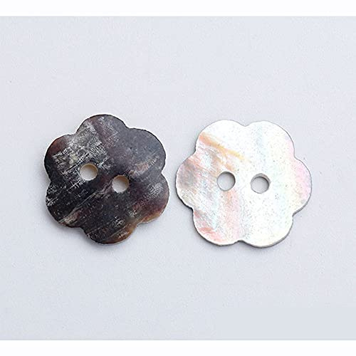 10 PZ Bottoni di Conchiglia Naturale Delicata di Madreperla con Forme di Cuore Stella Fiore e Quadrato con 2 Fori per Cucito Artigianato e Scrapbooking