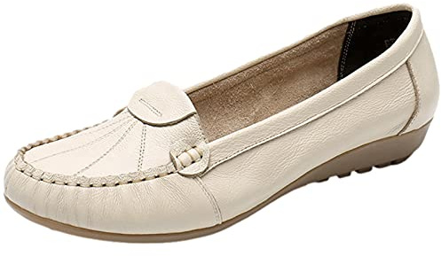 rismart Mocassins Femme Plat Cuir Confort Décontractée Chaussures