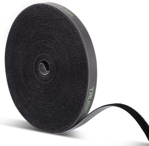Trusiel Attache Cable Serre-câble Bande Scratch Cable Management Range Cable Organisateur Rouleau 10 mm de large 15 Mètre Noir