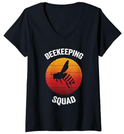 Womens Beekeeping Squad | Vintage Honey Bee V-Neck T-Shirt