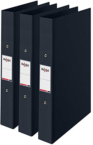 Rexel Choices, A4 Ring Binder, 25 mm Spine, 190 Sheet Capacity, File Folder, Document Organisation, Black, Pack of 3, 2115729