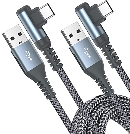 [2-pack] USB C Kabel 3M,90 graders snabbladdning 3.1A Nylon USB C-laddningskabel för iPhone 15 16 17 Pro Max,Samsung Galaxy S26 S25 S24 S23 S22 S21 S20 S10 S9 S8 Plus,Note 20/10,A71 A55 A52,Pixel 8/7