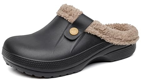 ACosySch Femmes Hommes Sabots Mules Fourrure Chaussons Imperméables Chaussures de Jardin Lined Clogs Pantoufles Jardin Intérieur et Extérieur Hiver