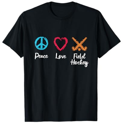 Peace Love Hockey su prato Maglietta