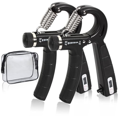 Handtränare, set om 2 handtränare underarmstränare, justerbart handtag 5–60 kg, handunderarmstränare, greppstyrkestränare, halkfritt grepp, för idrottare och handåterhämtning (svart)