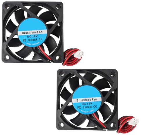 Jopto 2 stycken 6015-fläktar, DC 12 V, borstlös kylkylkylkylfläkt, 60 x 60 x 15 mm, tyst 2 pin kylfläkt med 30 cm kabel för 3D-skrivare, PC CPU datorfodral, fläktkylare