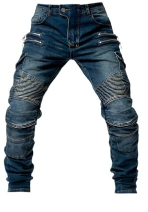 Agiyenna Pantaloni Jeans da Moto da Uomo con Tasche sulle Cosce Protezioni Jeans Antigoccia con Pantaloni da Moto a Gamba Dritta per Piloti di Moto