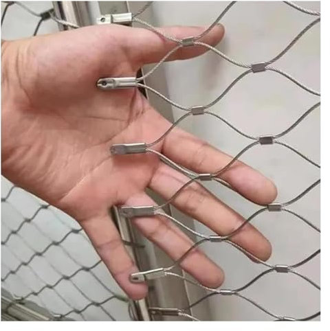 Red De Cuerda De Acero Inoxidable 304, Valla Tejida Antirrobo Con Conexión A Presión, 6 Cm/1,5 Mm De Protección For Escaleras, Red Anticaídas For Jaulas De Zoológico, Balcones Y Escaleras.(1.2x28m/3.9