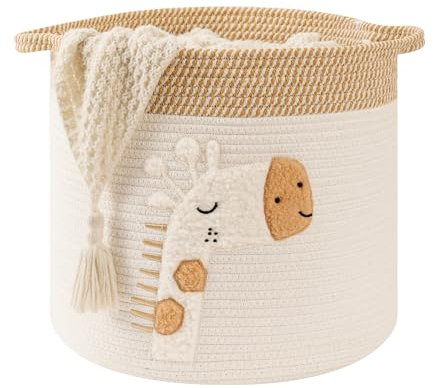 Cestini Portaoggetti Bambini Cesta Contenitore Cesti Di Stoccaggio Per Giocattoli, Cesta Di Stoccaggio In Corda Di Cotone Intrecciato Per Bambini, Cesti Per Coperte Per Il Soggiorno (Grande, Giraffa)