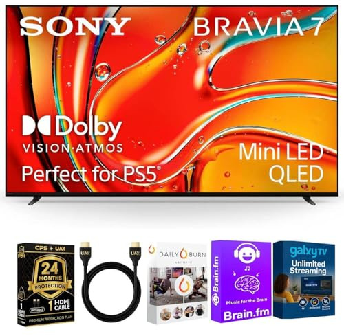 Sony K65XR70BKIT1 65 inch BRAVIA 7 4K HDR Mini LED QLED Smart Google TV with Dolby Vision, PS5 Exclusive Features,