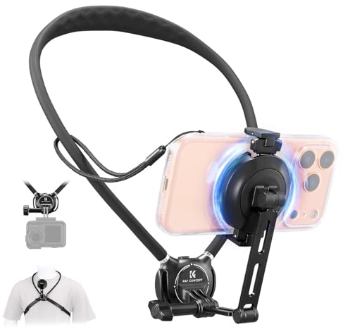 K&F CONCEPT Porta Telefono Collo 2 in 1 Magnetico+Clip, POV/VLOG Supporto per Telefono da Collo per Telefoni Cellulari per Magsafe Portacellulare da Collo per iPhone 17 16 15 14 13 12 Serie Android
