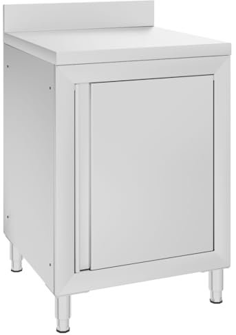 vidaXL Gastro Arbeitstisch mit Schrank Aufkantung Arbeitsschrank Arbeitsplatte Küchenschrank Edelstahlschrank Schrank 60x60x96cm Edelstahl
