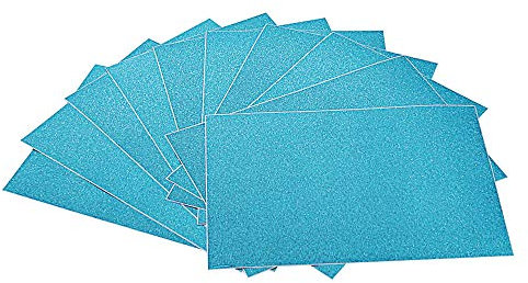 Qililandiy 10 Stück Glitzer Karton Papier Dekorpapier A4 Karte Glitzerpapier Einseitige Bastelpapier zum DIY Basteln Scrapbooking Einladungskarten (Eisblau)