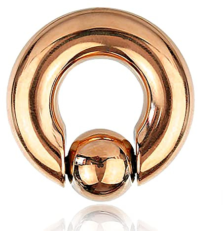 viva-adorno Piercing BCR Spring Ball Closure Ring Intimpiercing Klemmring Chirurgenstahl 316L Clip in Pop out XXL rosegold Z553, 10 x 16 x 14mm