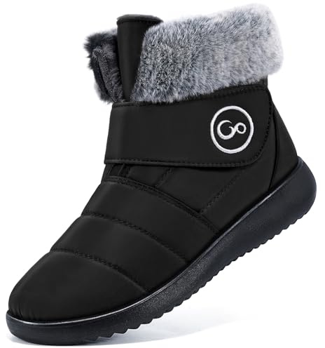 Aomigoct Women Winter Snow Boots: Fur Lined Warm Slip On Boots for Women Waterproof Booties Comfortable Outdoor