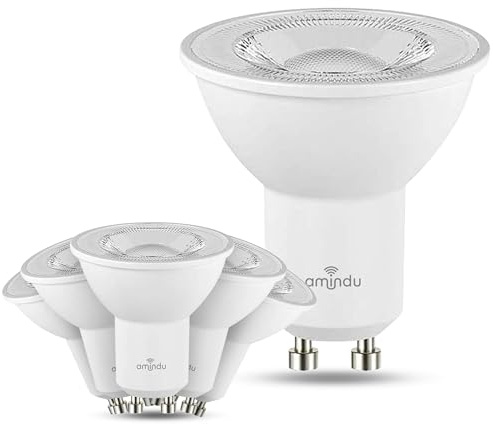 Amindu LED Lampe dimmbar 4W ersetzt 50W GU10 warmweiß 2700K – LED 6er Pack – langlebig, energiesparend und angenehm leise – effizienter Strahler GU10