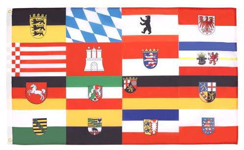 AZ FLAG - Drapeau 16 landers d'Allemagne - 90x60 cm - Drapeau Lander Allemands - Land Allemand 100% Polyester Avec Oeillets Métalliques Intégrés - Pavillon 50 g