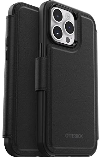 OtterBox Folio für iPhone 14 Pro Max für MagSafe, Soft Touch Folio mit 3 Slots, Starke magnetische Ausrichtung und Befestigung mit MagSafe, Schwarz
