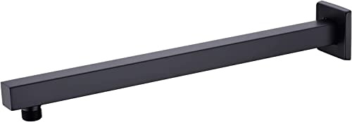 VIGIME 40 cm (16 tum) duscharm, förlängningsförlängare med fläns och teflontejp, tillverkad av tjockt rostfritt stål för badrum regnduschhuvud (matt svart)