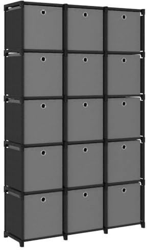 vidaXL Hylla med 15 kuber svart 103x30x175,5 cm tyg