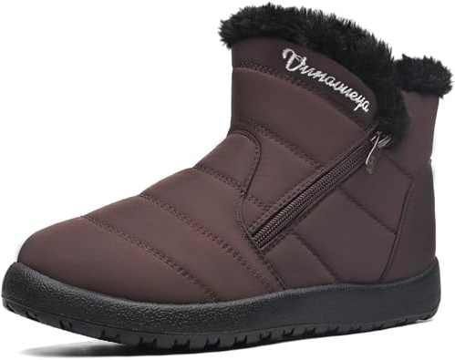 Vunavueya Stivali Donna Stivaletti Invernali Scarpe da Neve con Imbottitura Calda Stivali alla Caviglia Caldo Boots Scarpe Marrone 40.5 EU_260