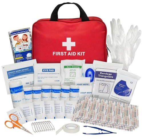 ASAB 68 Piece Travel First Aid Kit for Holiday Home Use Waterproof Easy to Carry Bag with Bandages Scissors Blanket Hiking Car First Aid Kit for Emergency Safety Essentials for Car Camping Work Hiking