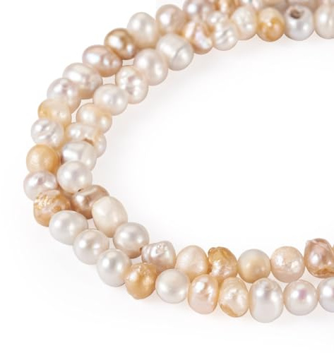 Cheriswelry 1 filo di perle naturali d'acqua dolce, quasi rotonde, 3-6,5 mm, per collane fai da te, bracciali, orecchini, creazione di gioielli, circa 90-94 pezzi