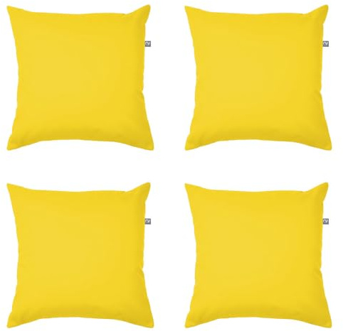 rucomfy Indoor/Outdoor Cushion with Insert Filling - Accessories for Home and Garden Decor Scatter Pillow - Pre Filled with Fibre Inner - Water Resistant - 45 x 45cm (4, Yellow, 45cm x 45cm)