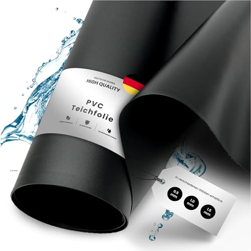TeichVision bache Bassin en PVC Noir de qualité supérieure 0,5 mm - 8 m x 10 m/bâche pour Bassin Convient pour Les étangs, Les biotopes, Les piscines Naturelles