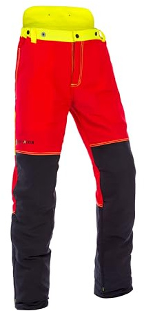 Forst-Extrem Beginner 2.0 Schnittschutzhose, Schnittschutzklasse 1 (20 m/s), anthrazit-orange oder rot-gelb (DE/NL/SE/PL, Alphanumerisch, M, Regular, Regular, rot-gelb)